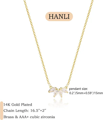 Miniatura 3 de HANLI Diamond Necklaces for Women Dainty Gold Necklace 14K Gold Plated Simple CZ Moon Star Pendant Necklace Trendy Gold Necklace Jewelry Gifts for