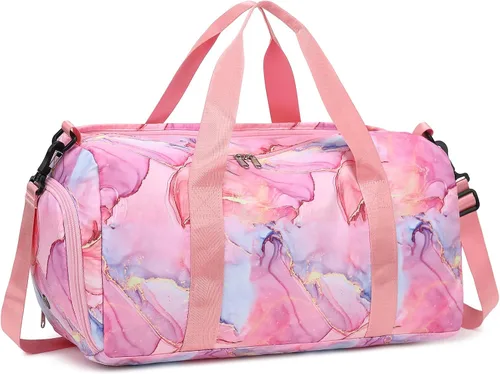 BLUBOON Bolsa de lona para niñas y niños, bonita bolsa de gimnasio con compartimento para zapatos y separación húmeda, bolsa de viaje deportiva