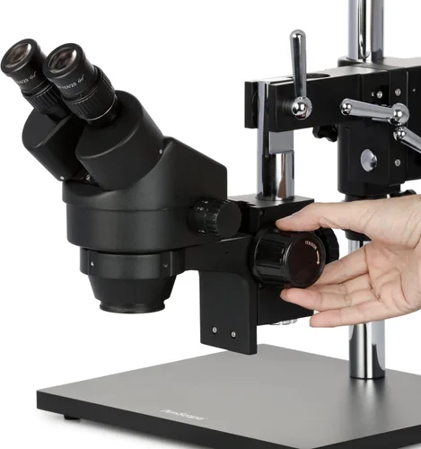 Miniatura 8 de AmScope SM-4BZ-FRL-B Microscopio de zoom estéreo binocular profesional, ocular WH10x, aumento de 3.5X-90X, objetivo de zoom 0.7X-4.5X, luz de anillo
