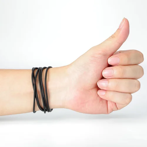 Miniatura 6 de 30 pulseras de gelatina negra de los años 80, bandas de silicona para el cabello para adultos, mujeres, niños, niñas