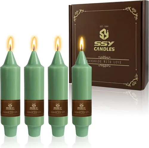 Miniatura 77 de Candelabros cortos de 5 pulgadas con velas cónicas verde oscuro, 4 piezas para cena, hogar, boda, fiesta, decoración