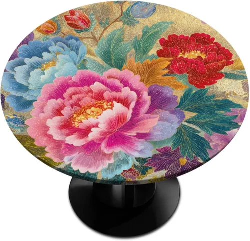 Miniatura 25 de Mantel Redondo con Elástico para Mesa de Playa, Diseño de Estrella de Mar, Cubierta de Mesa Circular, Impermeable, Lavable, de Poliéster, Pequeñas