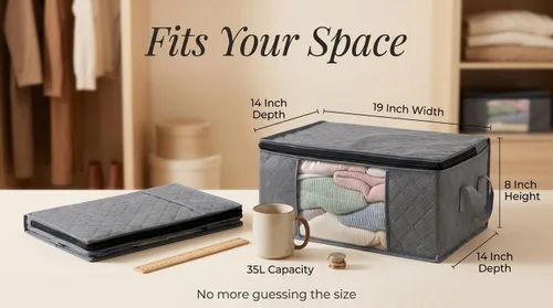 Miniatura 3 de Contenedores de almacenamiento para ropa, bolsas de armario, contenedores de 35 L, cajas organizadoras de ropa para organizar mantas, sábana