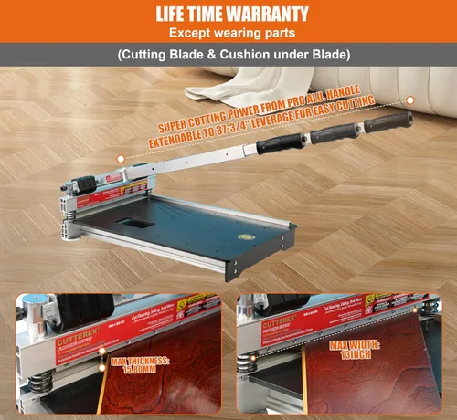 Miniatura 2 de CUTTEREX Heavy Duty 13" profesional cortador de piso de vinilo, pisos multicapa, parquet, paneles de pared de fibrocemento, base cóncava de goma