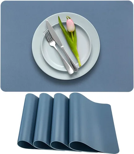 Miniatura 17 de More Décor - Juego de 6 manteles individuales de piel sintética para mesa de comedor, impermeables, lavables, resistentes a las manchas y al calor