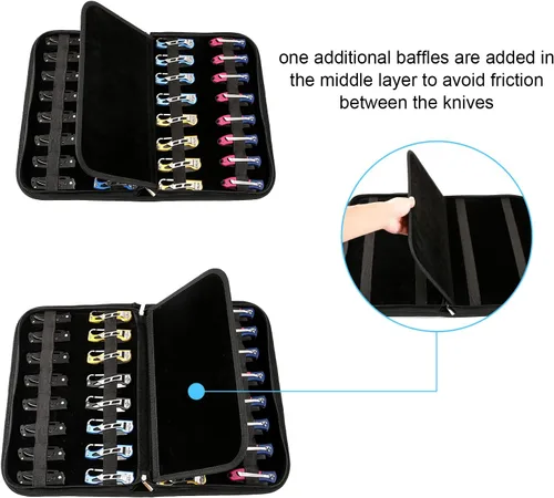 Miniatura 3 de Estuche para cuchillos QEES, estuche expositor para cuchillos de bolsillo con 32 ranuras, organizador de cuchillos con soporte plegable, caja