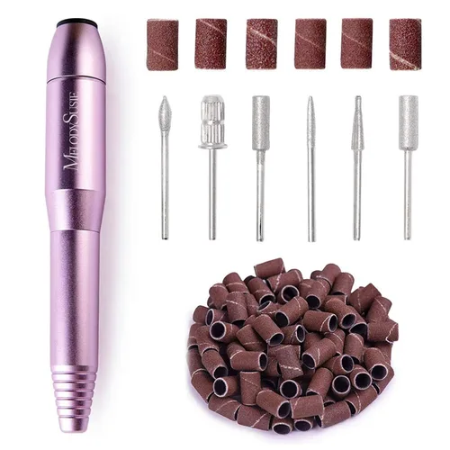 Miniatura 8 de MelodySusie Taladro de uñas portátil en forma de bolígrafo con adaptador de CA, lima eléctrica PC120B 20000RPM con diseño compacto para todo