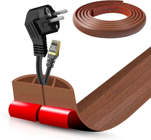 Miniatura 16 de Cubierta autoadhesiva para cables de suelo, gestión de cables de 3.3 pies, protector de tira de extensión para cables, evita tropiezos de cables