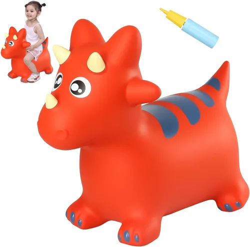 Miniatura 12 de INPANY Tolva de unicornio rosa, tolva de caballo, juguete inflable inflable para niños, niños y niñas, niños pequeños (bomba incluida)