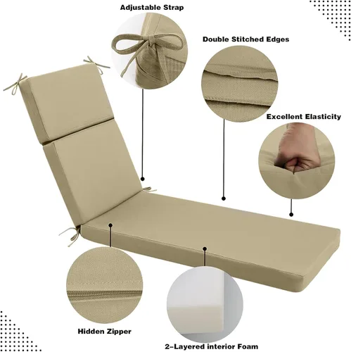 Miniatura 6 de idee-home Cojines de tumbona para exteriores, para muebles de patio, 72 pulgadas de largo x 21 pulgadas de ancho x 3 pulgadas de profundidad, Rojo