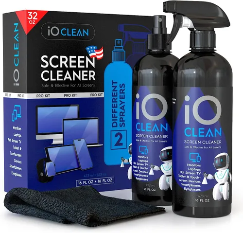 Spray limpiador de pantalla (16 onzas + 16 onzas), el mejor kit de limpieza grande para televisor LCD LED OLED, Smartphone, iPad, laptop, pantalla