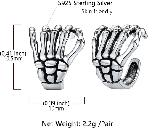 Miniatura 5 de SILVERCUTE 925 Sterling Silver Earrings for Women,Silver CatDinosaurDevil HornLeafSnakeSkeleton Various Stud Earrings or Ear Cuffs