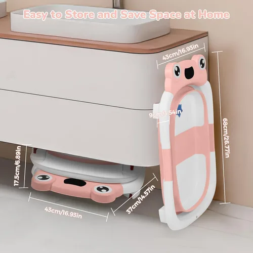 Miniatura 5 de DEANIC Bañera plegable para bebé con toallita para bebé, bañera infantil portátil con cojín suave de apoyo para el baño del bebé para recién nacidos