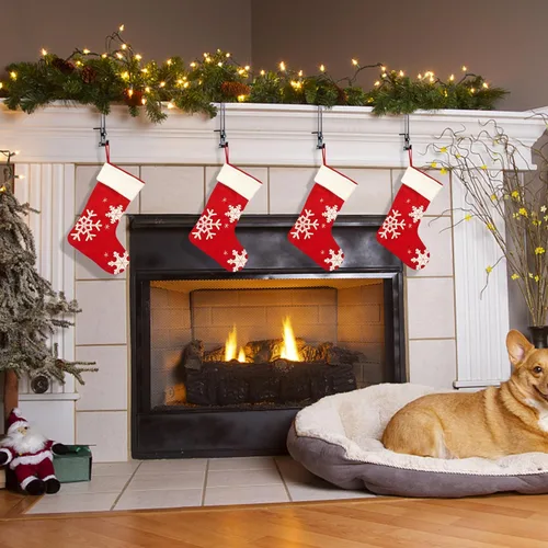 Miniatura 5 de Sfcddtlg 4 soportes de calcetines de Navidad para manto, ganchos ajustables para calcetines de chimenea, ganchos de metal para decoración de Navidad