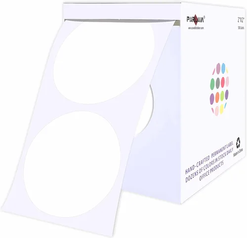 PARLAIM Etiquetas circulares redondas de 2 pulgadas con código de color blanco en un rollo, 500 calcomanías, 2 pulgadas de diámetro para inventario,