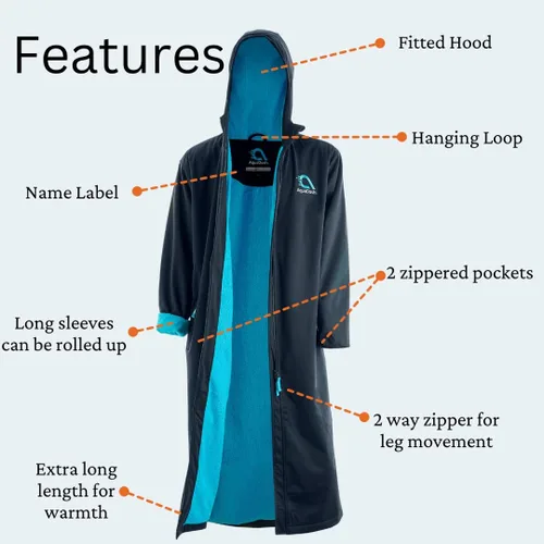 Miniatura 4 de AquaDash Parka de natación sostenibles, unisex, para adultos y jóvenes, extra larga, algodón natural, anteriormente grandes parkas de natación