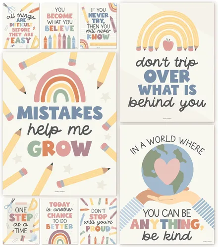 Miniatura 17 de Hadley Designs Póster motivacional para decoración de aula, 9 pósteres de aula de mentalidad de crecimiento, decoración de pared inspiradora
