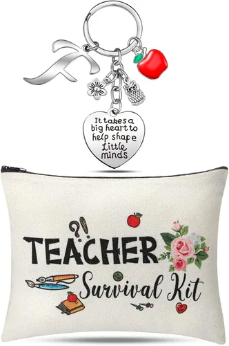 Miniatura 14 de Juego de regalo de agradecimiento al profesor, kit de supervivencia para profesores, llavero con inicial, regalos para profesores de graduación