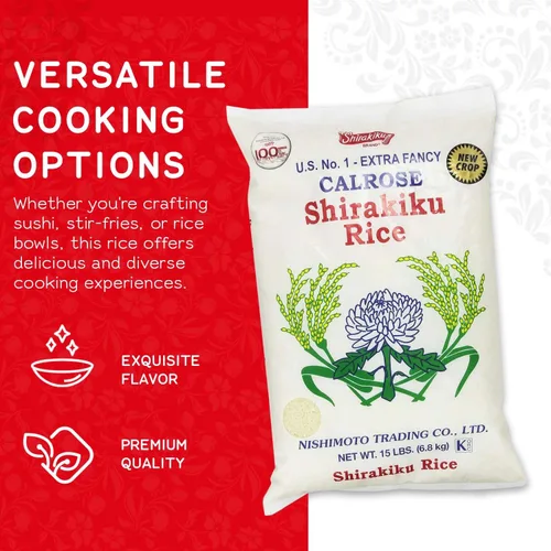 Miniatura 3 de SHIRAKIKU Calrose Rice - Arroz blanco de grano medio, arroz molido sin cocer japonés de alta calidad, bajo en calorías, perfecto para auténtica