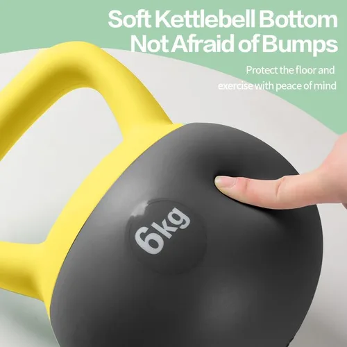Miniatura 3 de Pesa rusa suave de 5 libras, 10 libras, 20 libras, pesas rusas de entrenamiento de fuerza para mujeres, campana de hervidor con relleno de arena