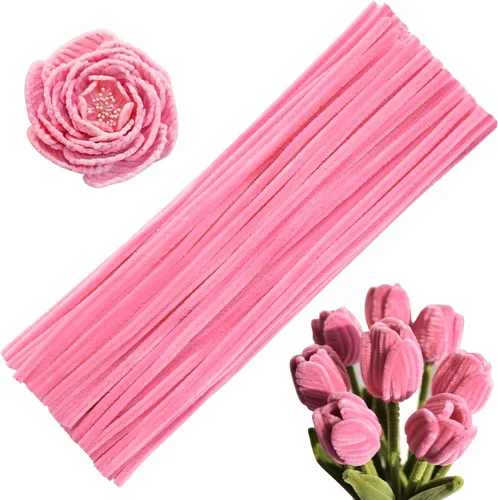 60 Piezas Limpiapipas Rosados, Limpiapipas para Manualidades Navideñas, Limpiapipas Tallos de Chenilla, Limpiapipas al Por Mayor, Limpiapipas de