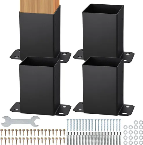 Miniatura 10 de VEVOR Base para Poste 4x4 2 Piezas, Tamaño Interior 3.6"x3.6" Soportes de Base para Poste, Anclaje de Poste de Servicio Pesado con Recubrimiento