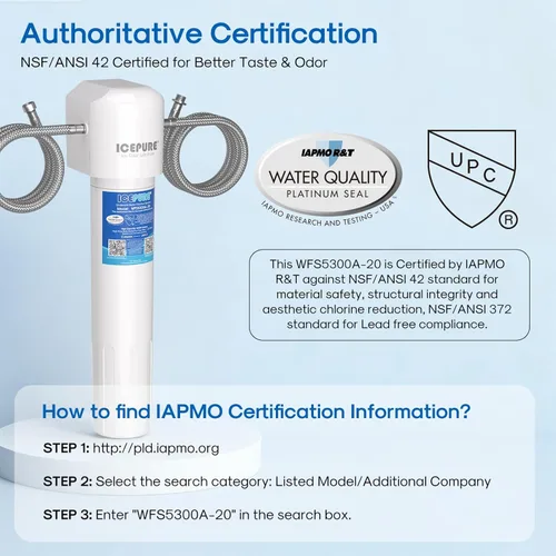 ICEPURE WFS5300A-20 5 años o 40K galones Sistema de filtración de agua bajo fregadero, de ultra alta capacidad, certificado NSF/ANSI CAN372 y 42,