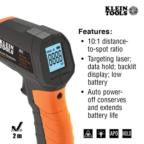 Miniatura 3 de Termómetro infrarrojo, pistola láser digital es un termómetro sin contacto con un rango de temperatura de -4 a 752 grados Fahrenheit