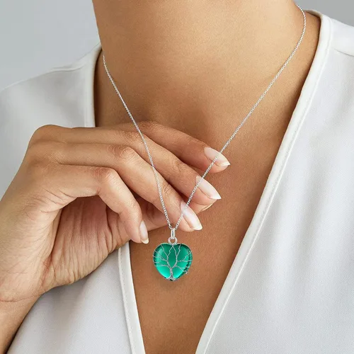 Miniatura 3 de Bestyle Collar de cristal curativo envuelto en árbol de la vida, colgante de piedra natal de 12 meses para parrillas de mujer, joyería de piedras