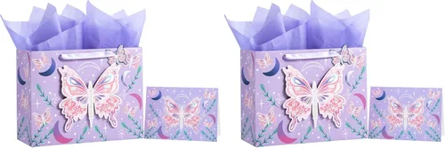 Miniatura 9 de WRAPAHOLIC Bolsa grande de regalo de cumpleaños para mamá de 13 pulgadas con tarjeta y papel de seda, elegante diseño floral con diseño de feliz