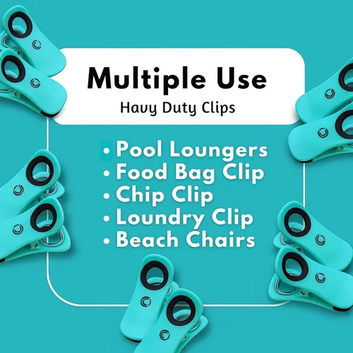 Miniatura 7 de Clips para toallas de playa para sillas de crucero, soportes para toallas resistentes para sillas de salón, clips de piscina grandes de apertura