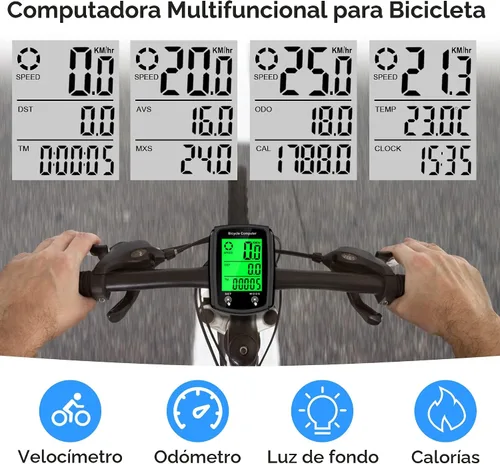 Miniatura 6 de Computadora de bicicleta y odómetro de bicicleta con cable MPH KM/H Velocímetro de bicicleta con despertador automático de velocidad de ciclismo