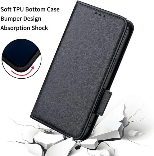 Miniatura 8 de Funda de cuero para Honor X7, funda de cuero con 3 ranuras para tarjeteros de crédito, función atril, funda magnética de piel sintética para Honor X7