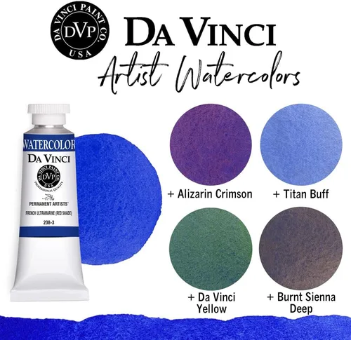 Miniatura 159 de DA VINCI PAINTS Pintura Acuarela Profesional para Artistas, Alizarin Crimson (Quinacridone), 37ml Índigo