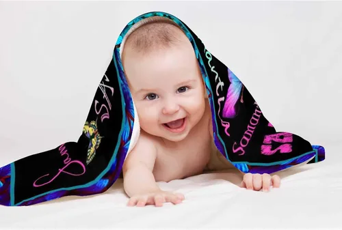 Miniatura 8 de D-Story Mantas de bebé personalizadas con nombres, manta personalizada para bebés niñas, manta de envoltura con inicial, regalos personalizados