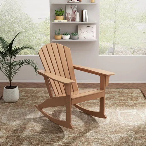 Miniatura 14 de WO Home Furniture Silla Mecedora de Patio al Aire Libre Tradicional HDPE Resistente a los Rayos UV (Negro)