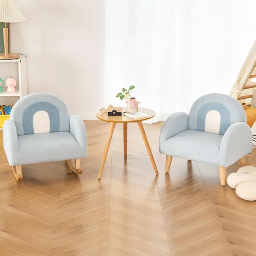 Miniatura 2 de Sofá Infantil INFANS, Silla Balancín para Niños Pequeños con Estructura de Madera Sólida, Diseño Antivuelco, Tela de Felpa, Sillón para Niños