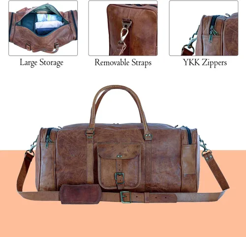 Miniatura 4 de KPL Bolsa viajera de piel vintage de 21 pulgadas, para deportes, oferta de fin de semana