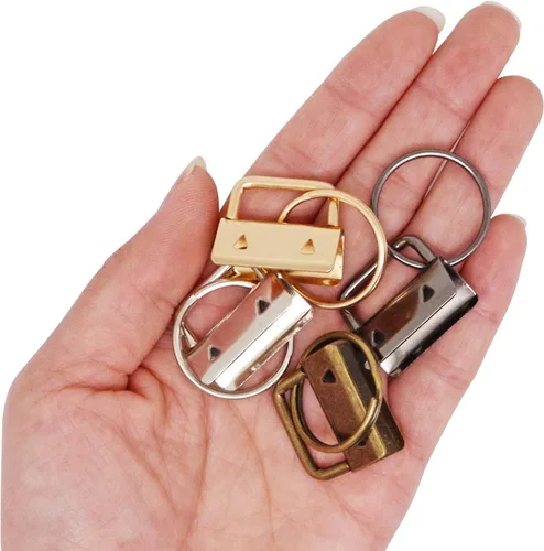 Miniatura 4 de Accesorios para llavero, 40 piezas de accesorios de llavero de 1 pulgada con anillo dividido para muñeca, cordón para llaves, kit de fabricación