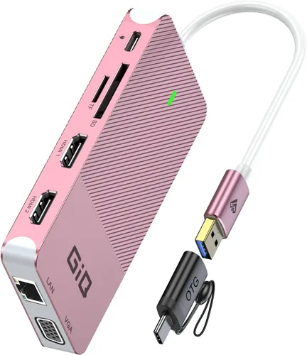Miniatura 9 de Estación de acoplamiento USB GIQ USB C HUB USB 3.0 a HDMI dual Adaptador VGA de triple pantalla USB C Estación de acoplamiento para portátil Monitor