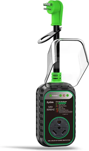 Miniatura 9 de EyGde Adaptador RV de 30 amperios a 50 amperios con protector de sobretensiones, NEMA TT-30P macho a enchufe hembra 14-50R, analizador de circuitos