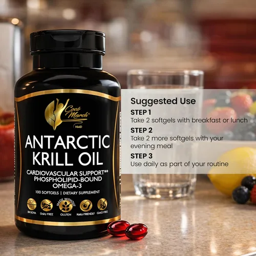 Miniatura 7 de Cocó March N.M.D Aceite de krill antártico puro de 1000 mg – Suplemento de aceite de pescado Omega 3 con EPA, DHA, colina y astaxantina – Absorción