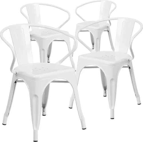 Miniatura 19 de Flash Furniture silla de metal con apoyabrazos, Metal, Negro