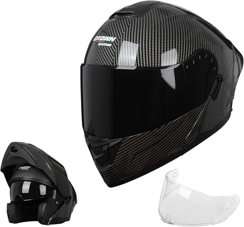 Miniatura 2 de Casco modular para motocicleta con diseño abatible, aprobado por el DOT con visera extra transparente, cascos de cara completa para motocicleta
