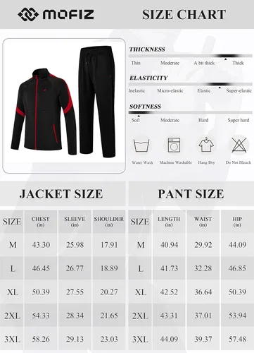 Miniatura 9 de MoFiz Chándal deportivo para hombre, 2 piezas, chaqueta con cremallera completa, pantalón de manga larga, casual, para correr, gimnasio