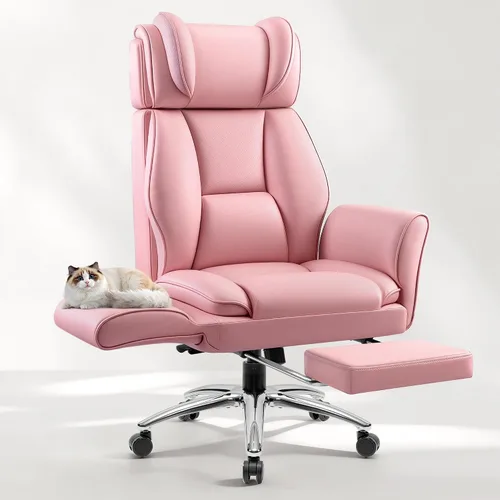 Miniatura 10 de Big and Tall Office Chair, Flip Armrests for Cross Legged Sitting, Ergonomic Leather Executive Desk Chair with Foot Rest, High-Back Reclining