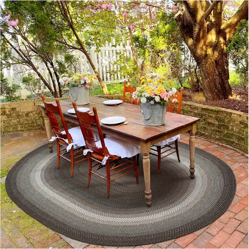 Miniatura 119 de Alfombra ovalada trenzada gris humo de 20 x 30 pulgadas, lavable para interiores y exteriores, decoración campestre para cocinas y entradas