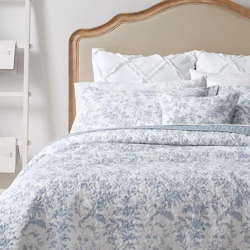 Miniatura 2 de Laura Ashley - Juego de edredón individual, juego de ropa de cama reversible de algodón con funda de almohada adicional, decoración del hogar