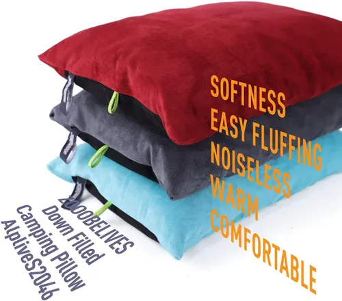Miniatura 8 de ZOOOBELIVES Almohada de camping rellena de plumón para viajes, funda suave lavable, cojín de campamento pequeño para cuello y soporte lumbar sobre