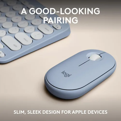 Miniatura 2 de Logitech Pebble 2 Combo para Mac, Teclado y Mouse Inalámbricos, Delgado, Silencioso y Portátil, Personalizable, Mouse y Teclado Bluetooth, Azul tonal
